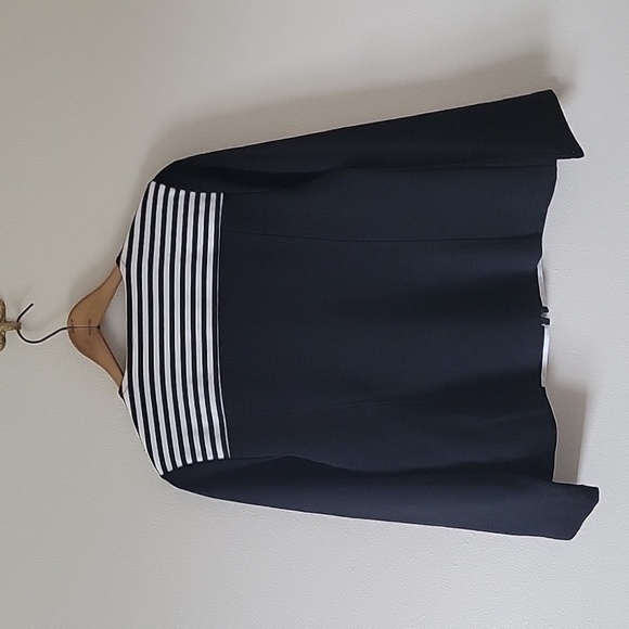 Chico's Black White Stripe Ponte Jacket Size Medium - Picture 4 of 5